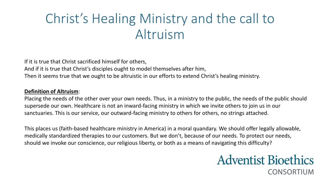 christ s healing ministry and the call to altruism