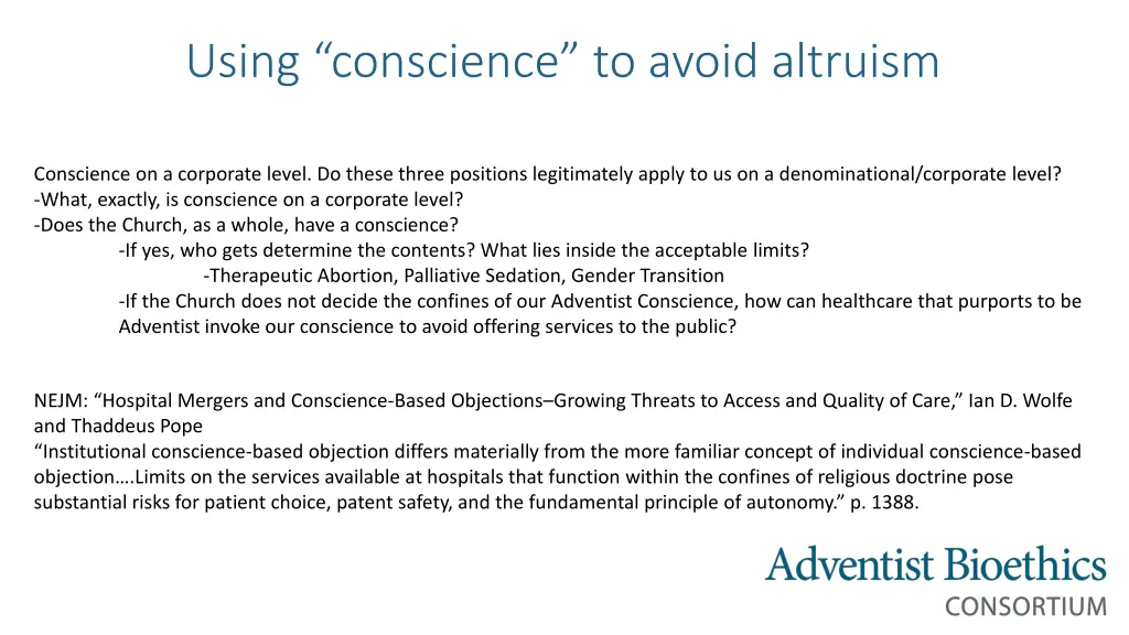 using conscience to avoid altruism 1