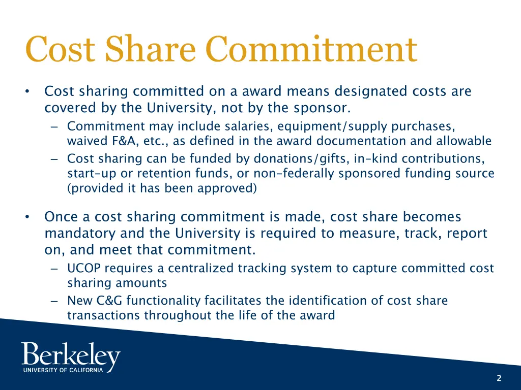 cost share commitment