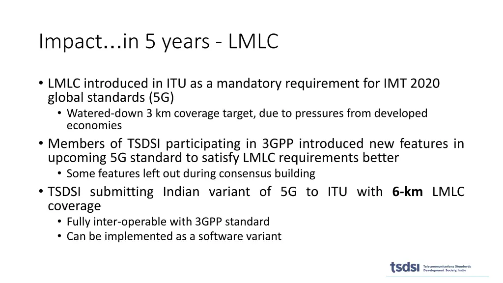 impact in 5 years lmlc