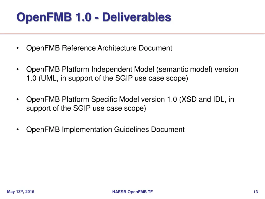 openfmb 1 0 deliverables