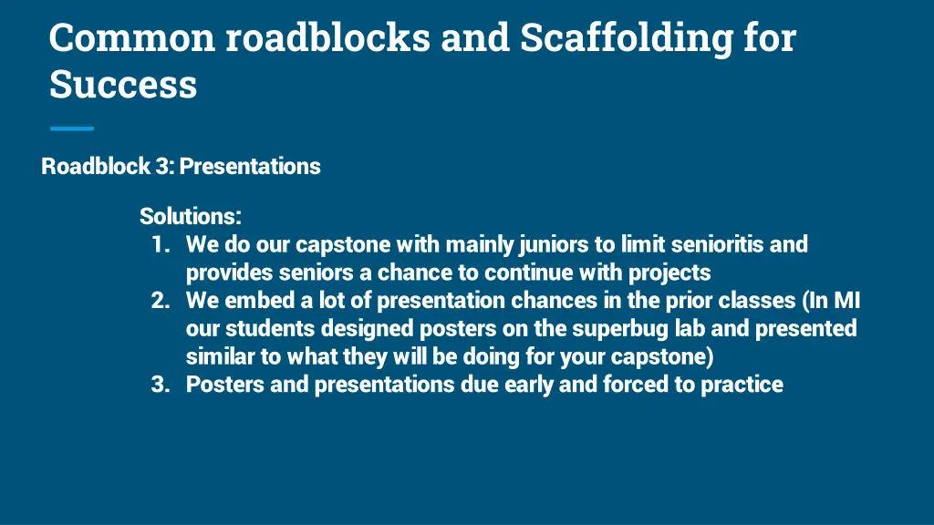 common roadblocks and scaffolding for success 2