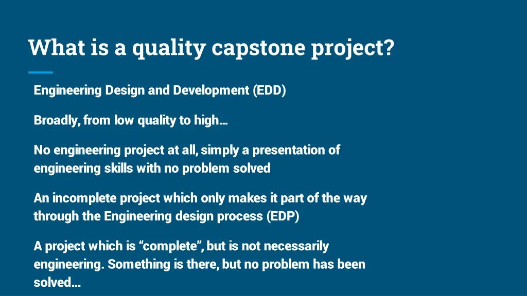 what is a quality capstone project