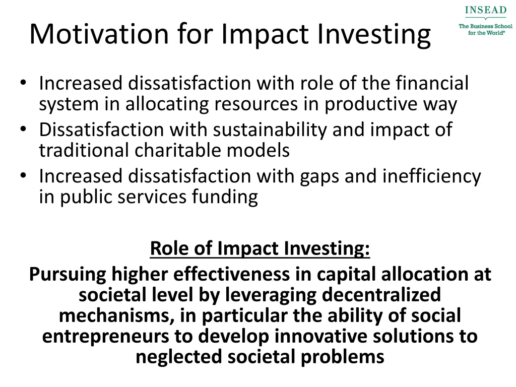 motivation for impact investing