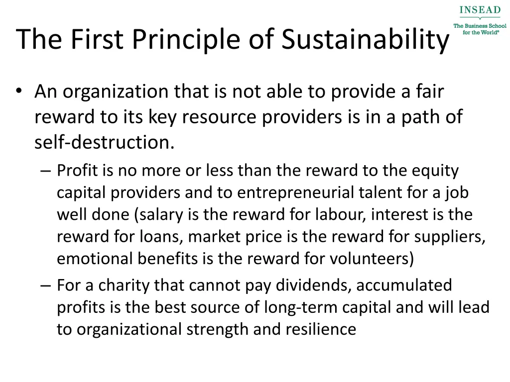 the first principle of sustainability