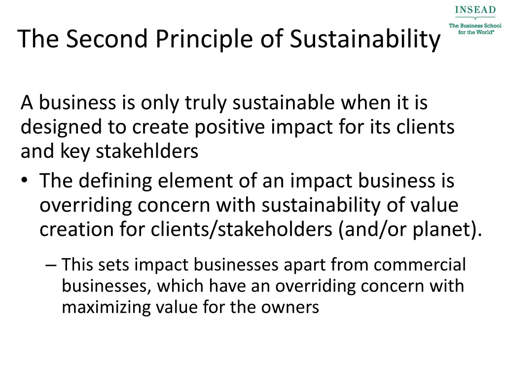 the second principle of sustainability