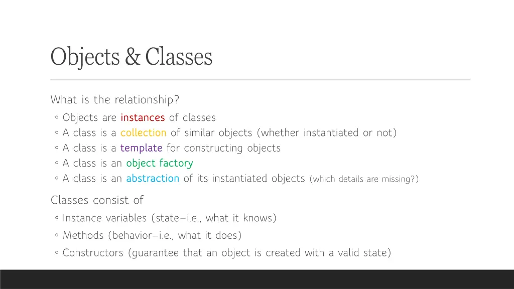 objects classes