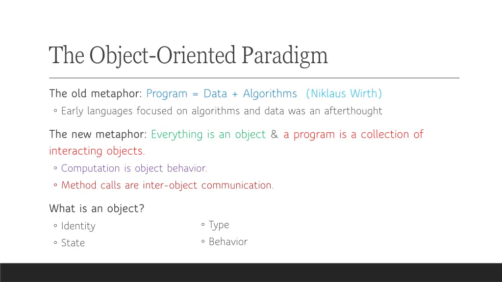 the object oriented paradigm