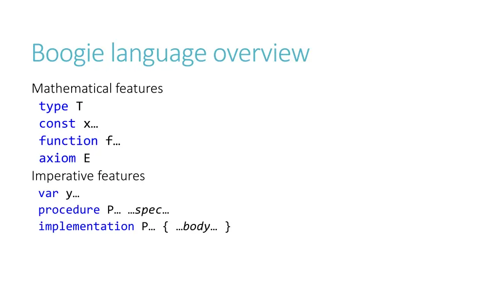 boogie language overview