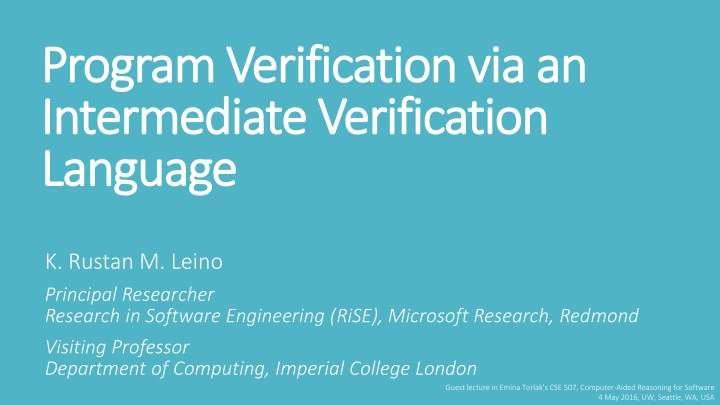 program verification via an program verification