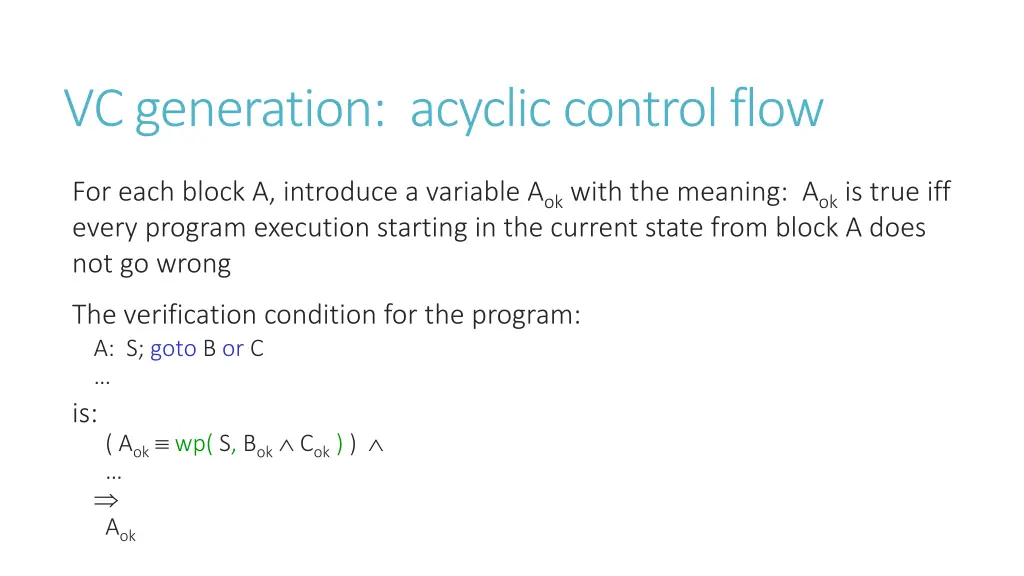 vc generation acyclic control flow