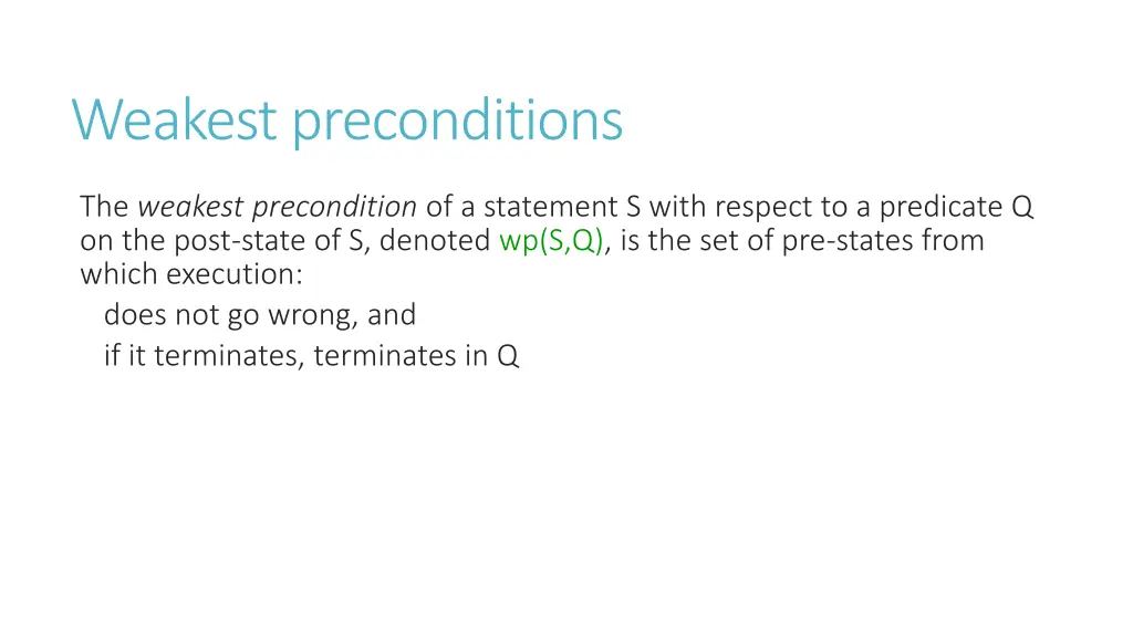 weakest preconditions