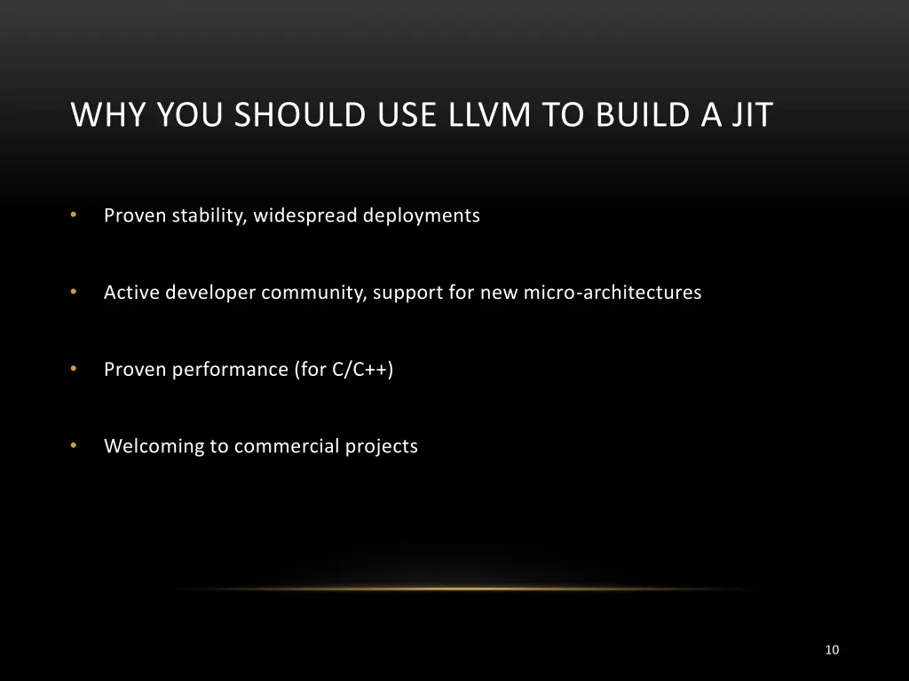 why you should use llvm to build a jit