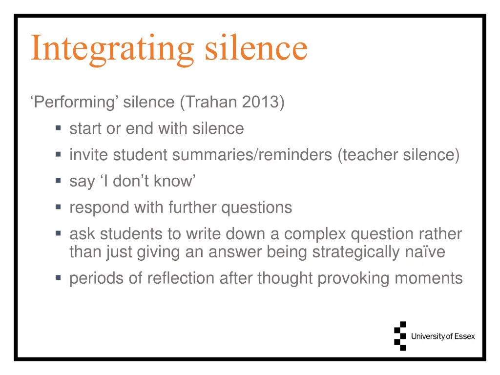 integrating silence