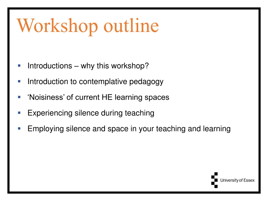 workshop outline