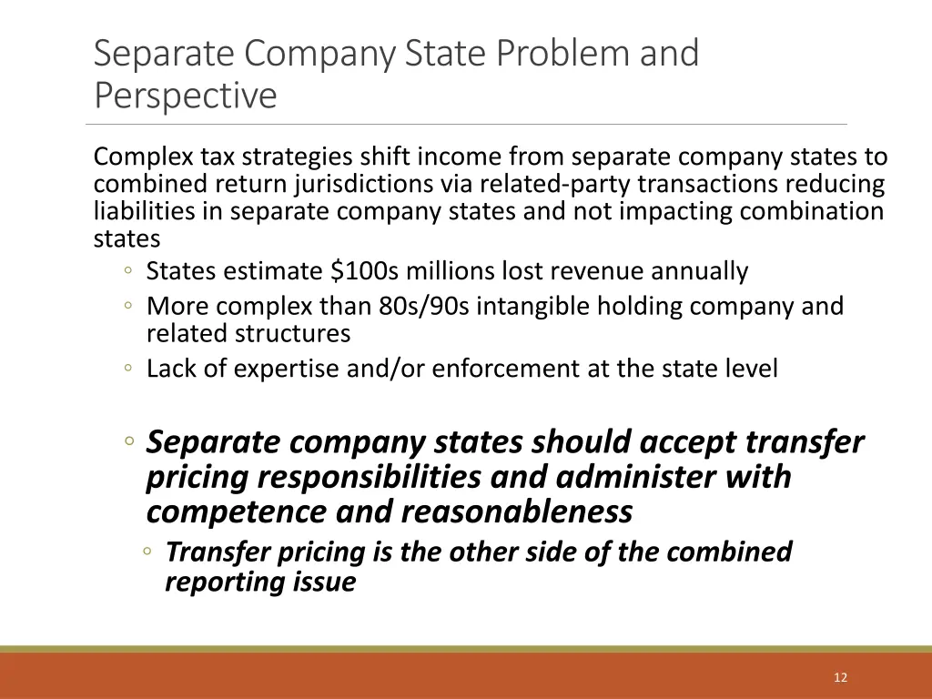 separate company state problem and perspective