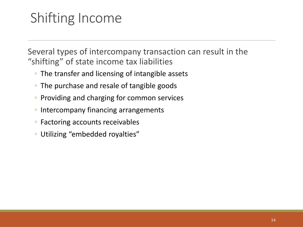 shifting income