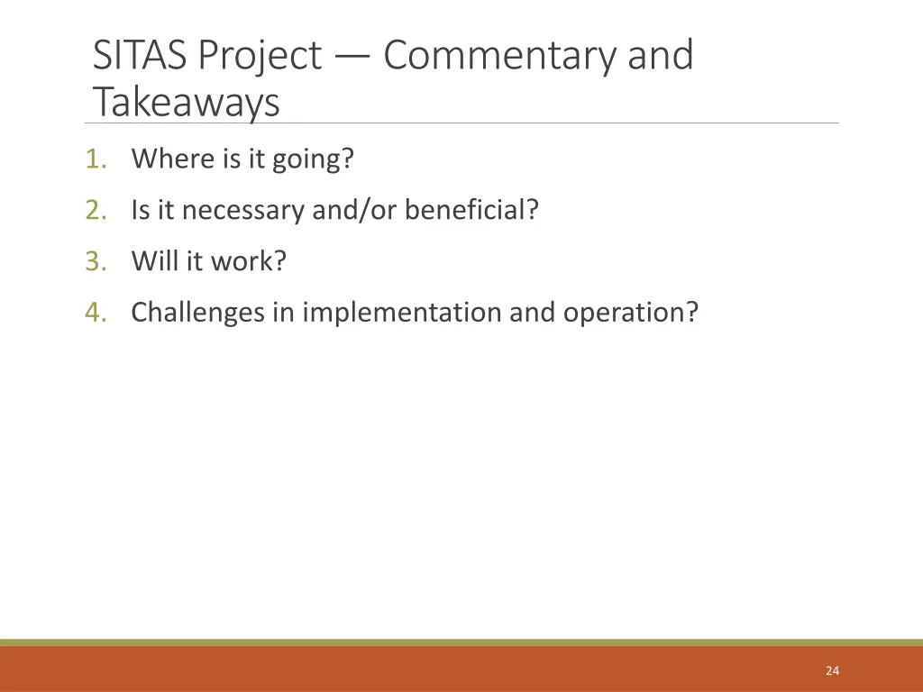 sitas project commentary and takeaways