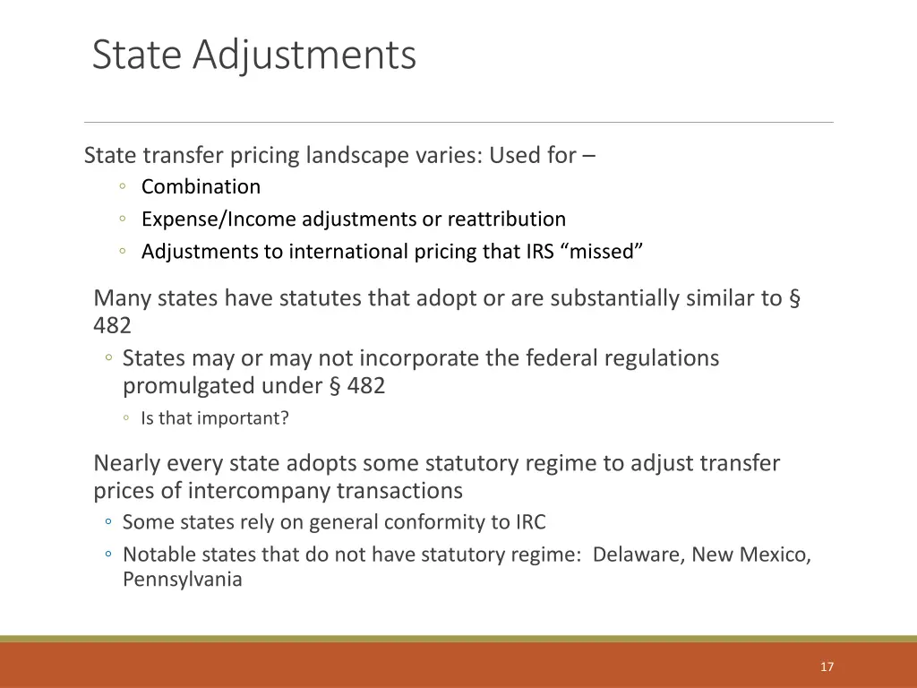 state adjustments