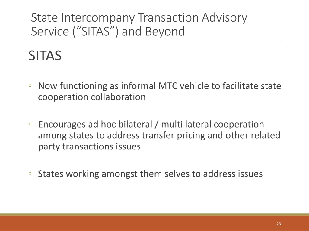 state intercompany transaction advisory service