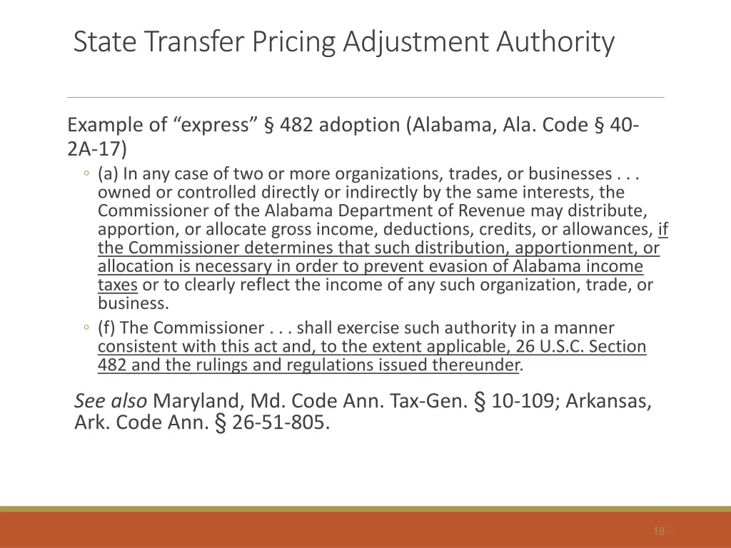 state transfer pricing adjustment authority