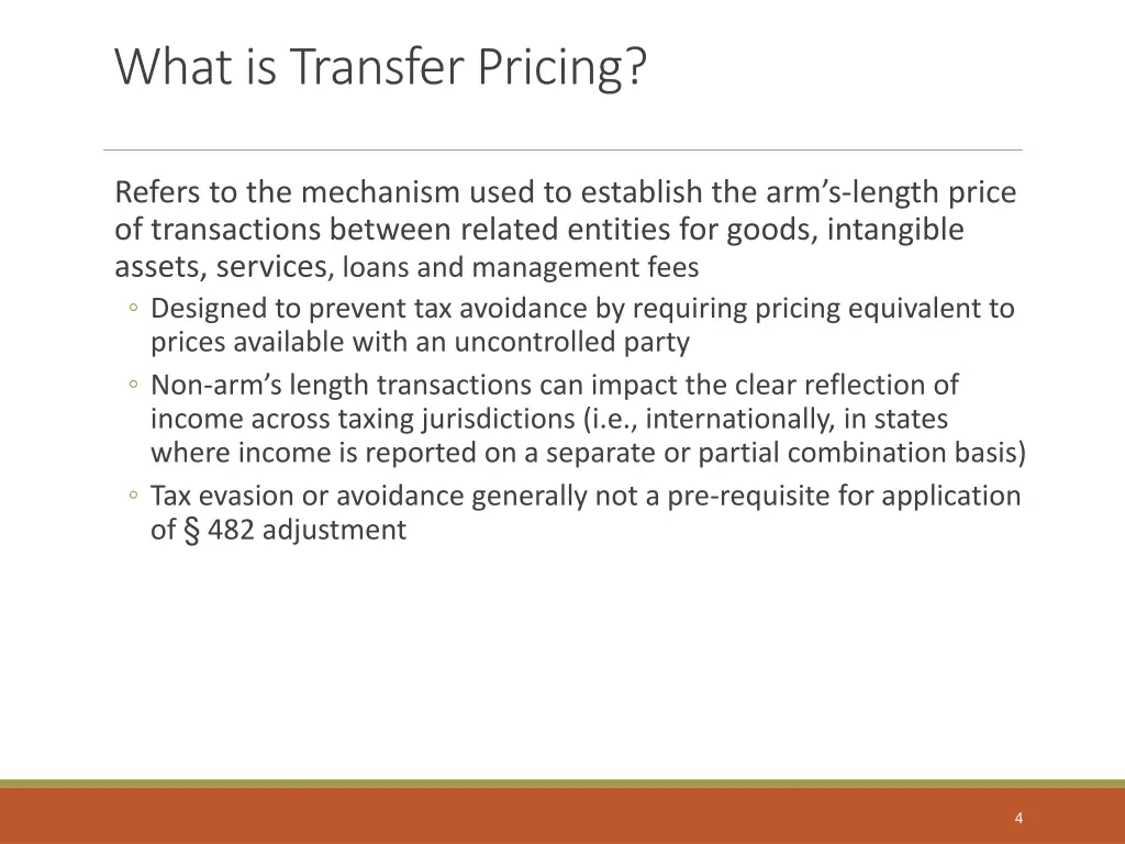 what is transfer pricing 1