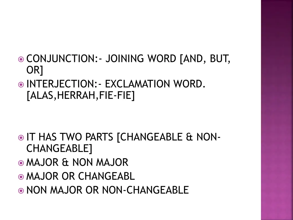 conjunction joining word and but or interjection