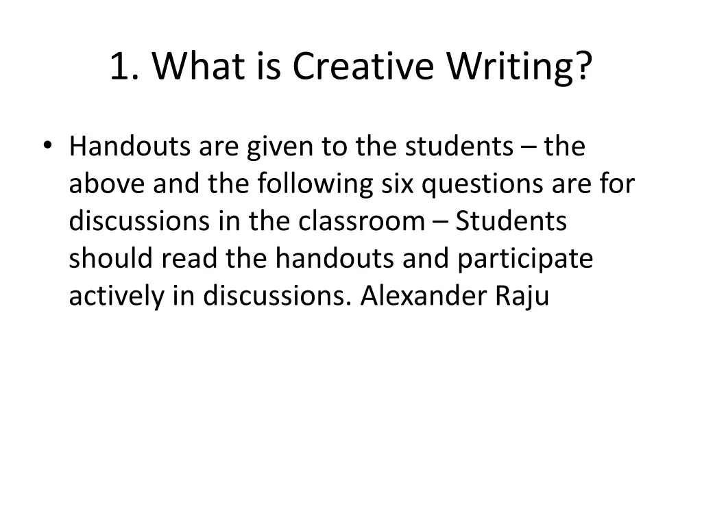 1 what is creative writing