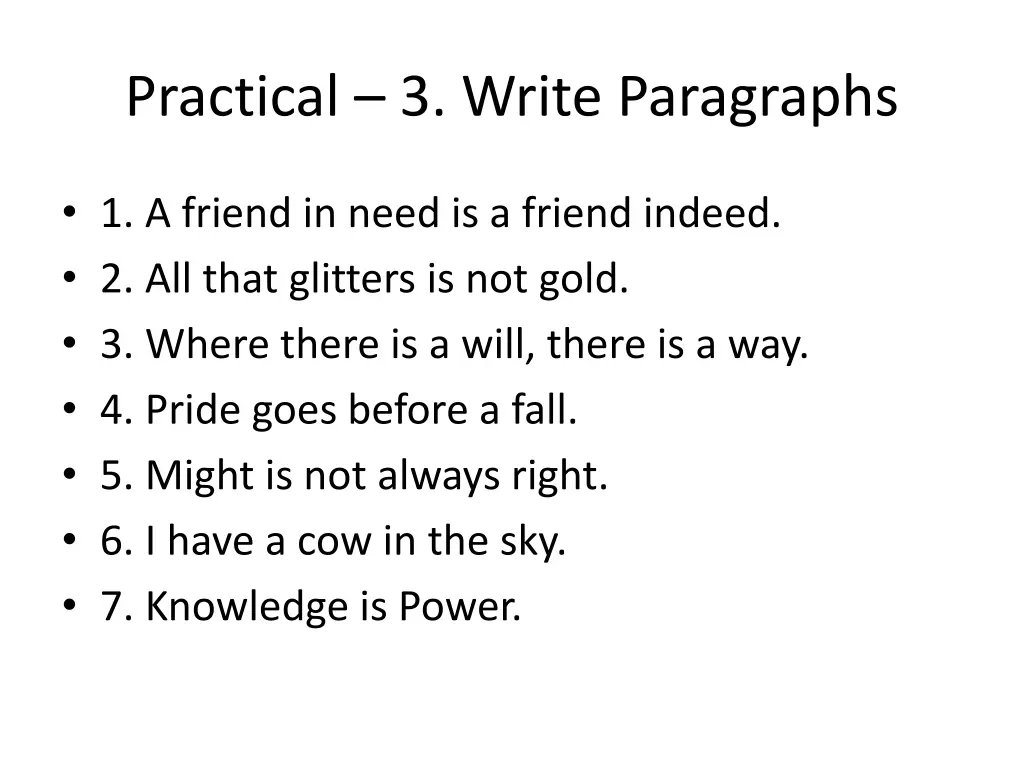 practical 3 write paragraphs