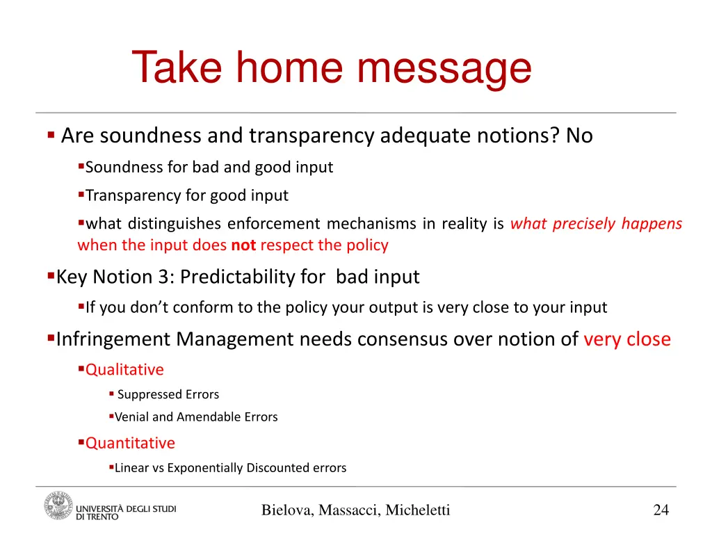 take home message