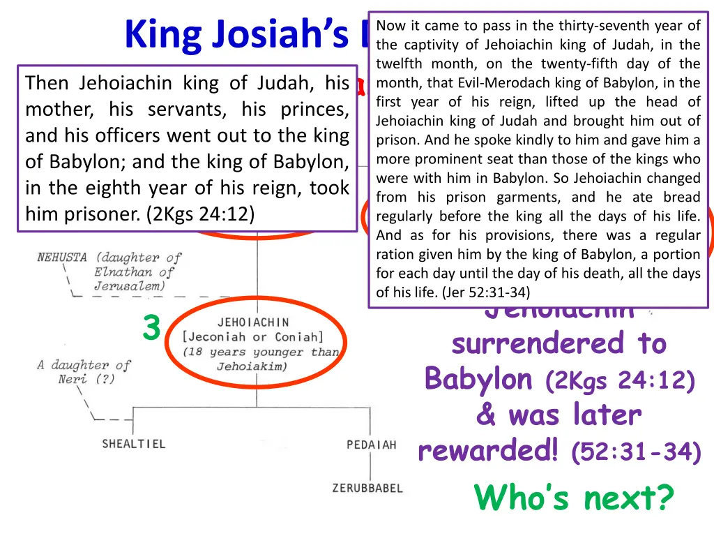 king josiah s descendants josiah then jehoiachin