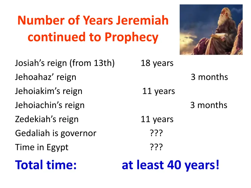 number of years jeremiah continued to prophecy