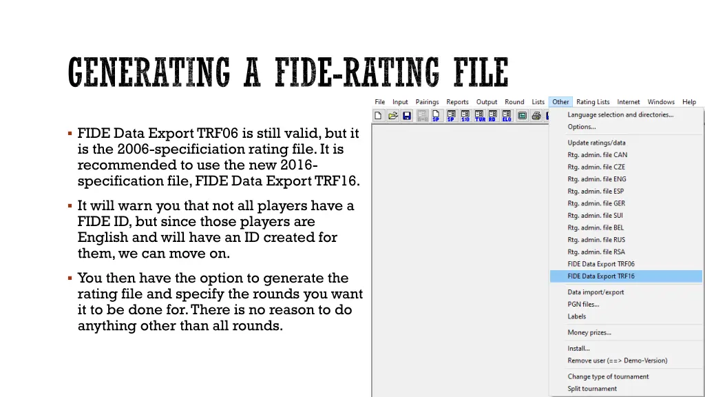 generating a fide rating file