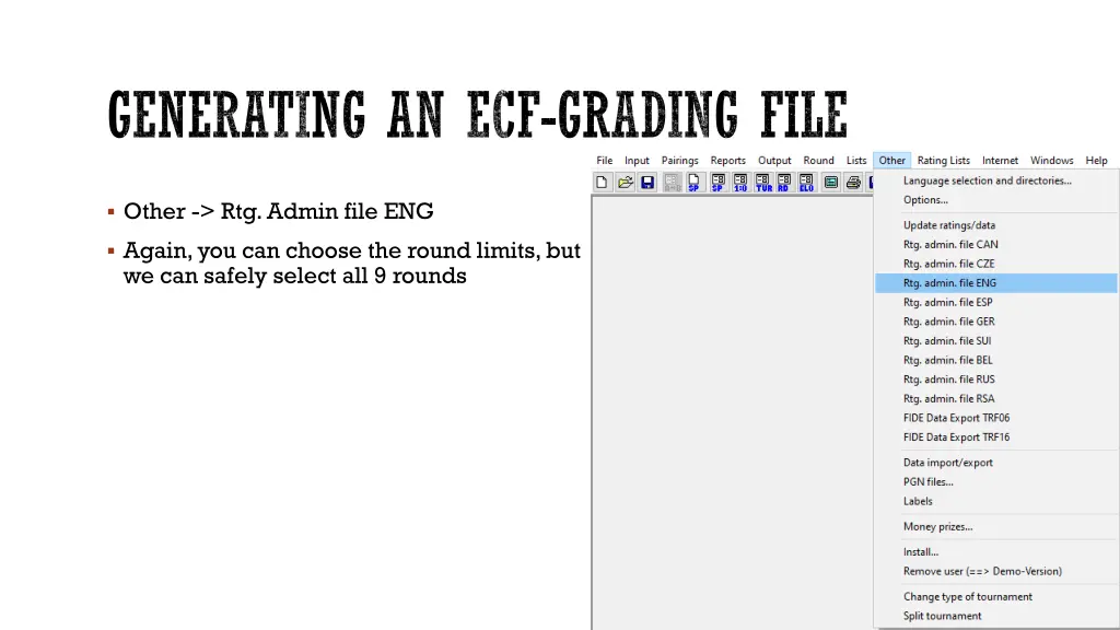 generating an ecf grading file