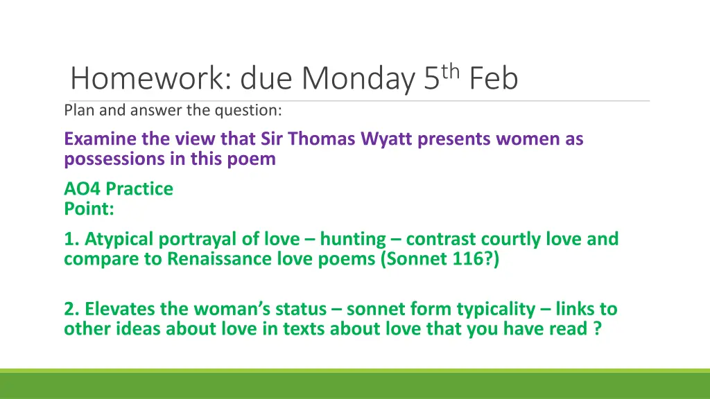 homework due monday 5 th feb plan and answer 1