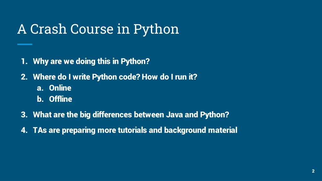 a crash course in python