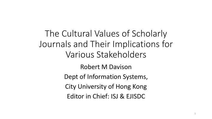 the cultural values of scholarly journals