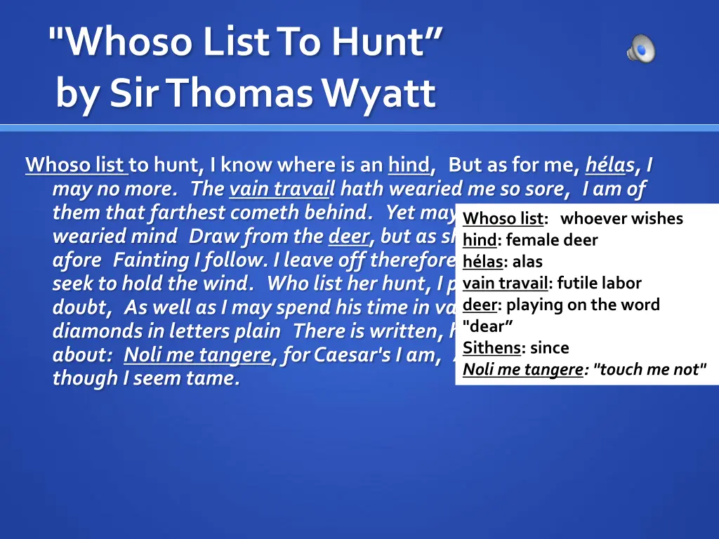 whoso list to hunt by sir thomas wyatt 1