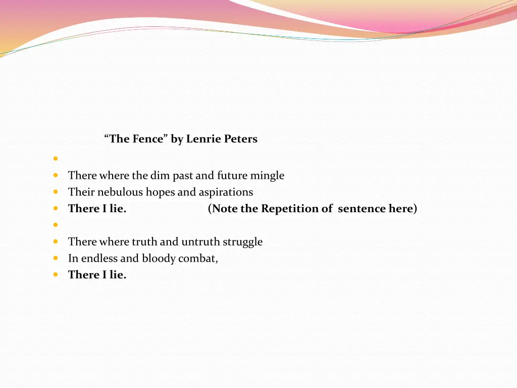 the fence by lenrie peters