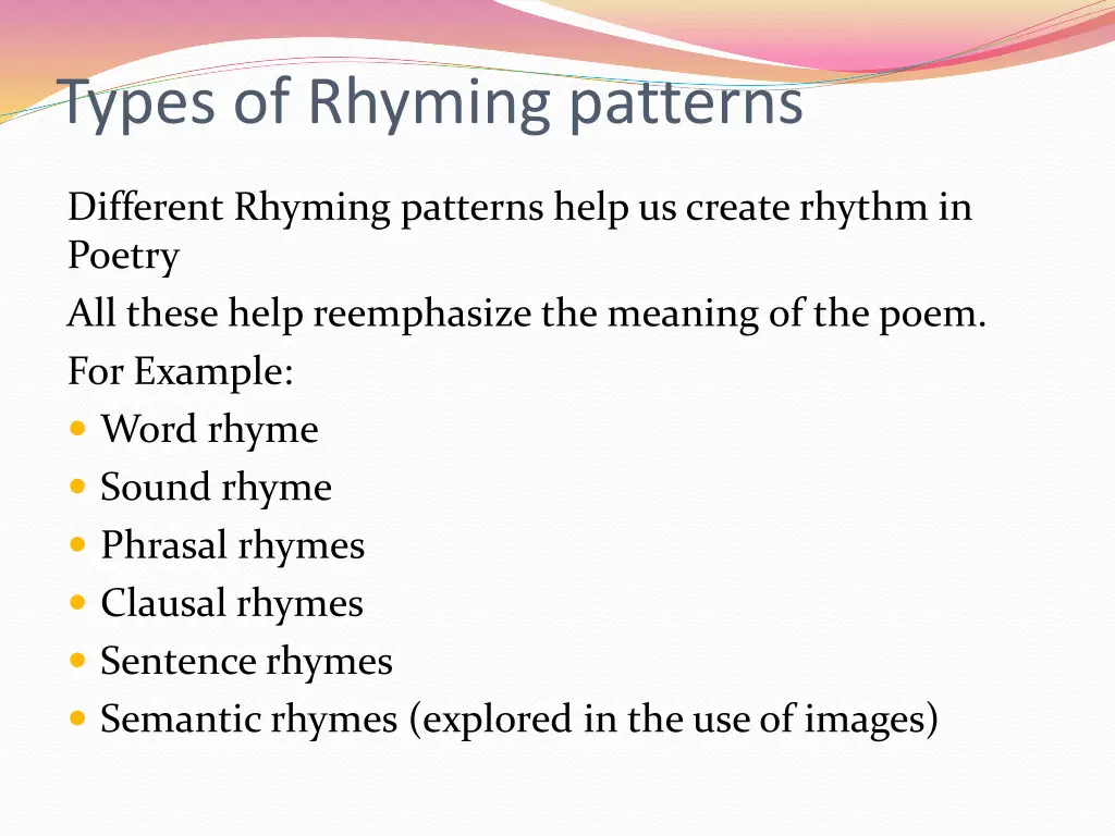 types of rhyming patterns