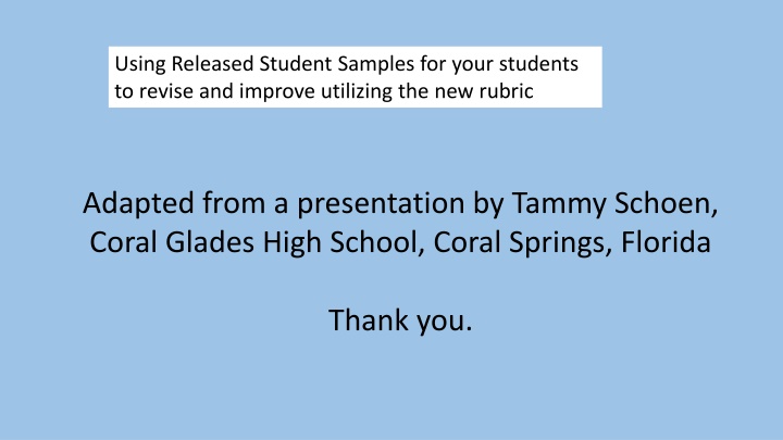 using released student samples for your students