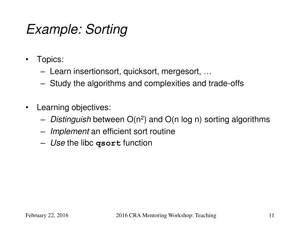 example sorting