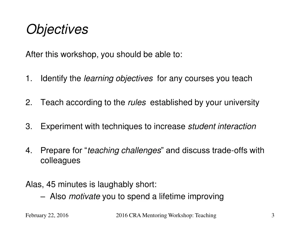 objectives