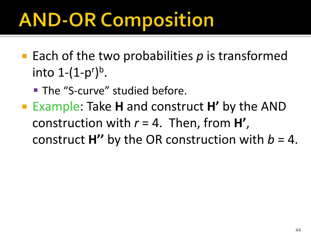 each of the two probabilities p is transformed