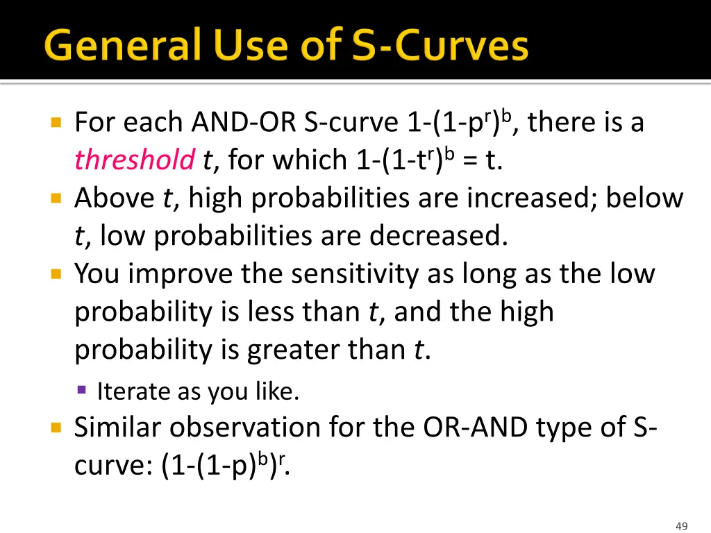 for each and or s curve 1 1 p r b there