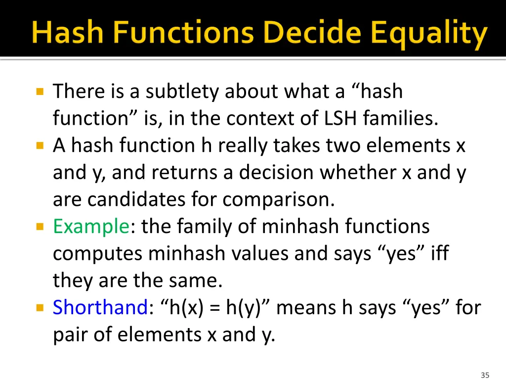 there is a subtlety about what a hash function