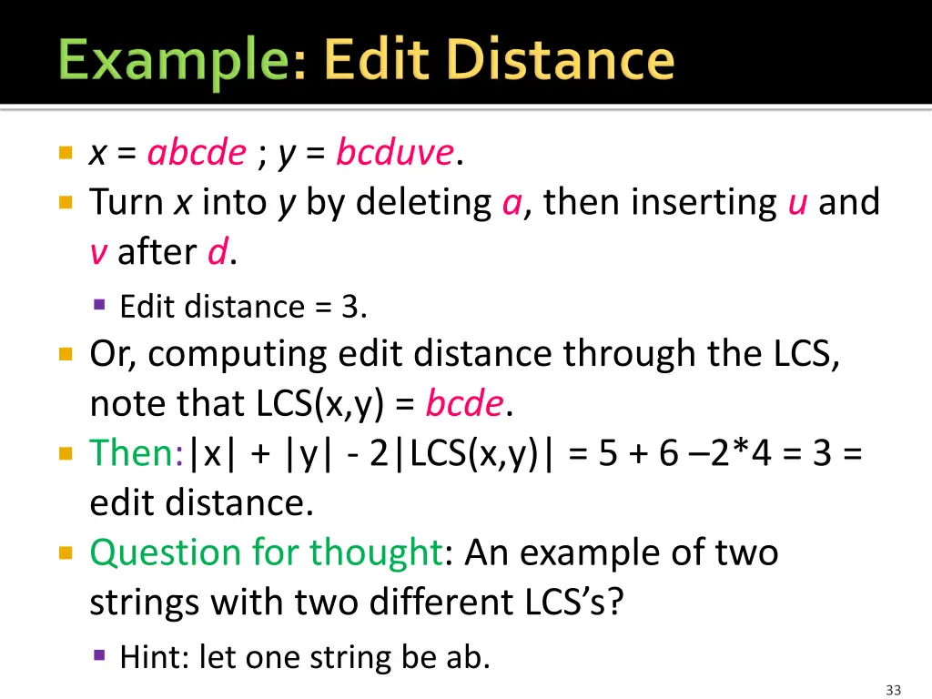 x abcde y bcduve turn x into y by deleting a then