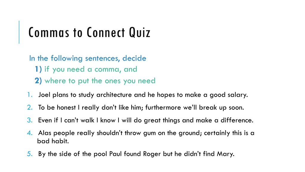 commas to connect quiz