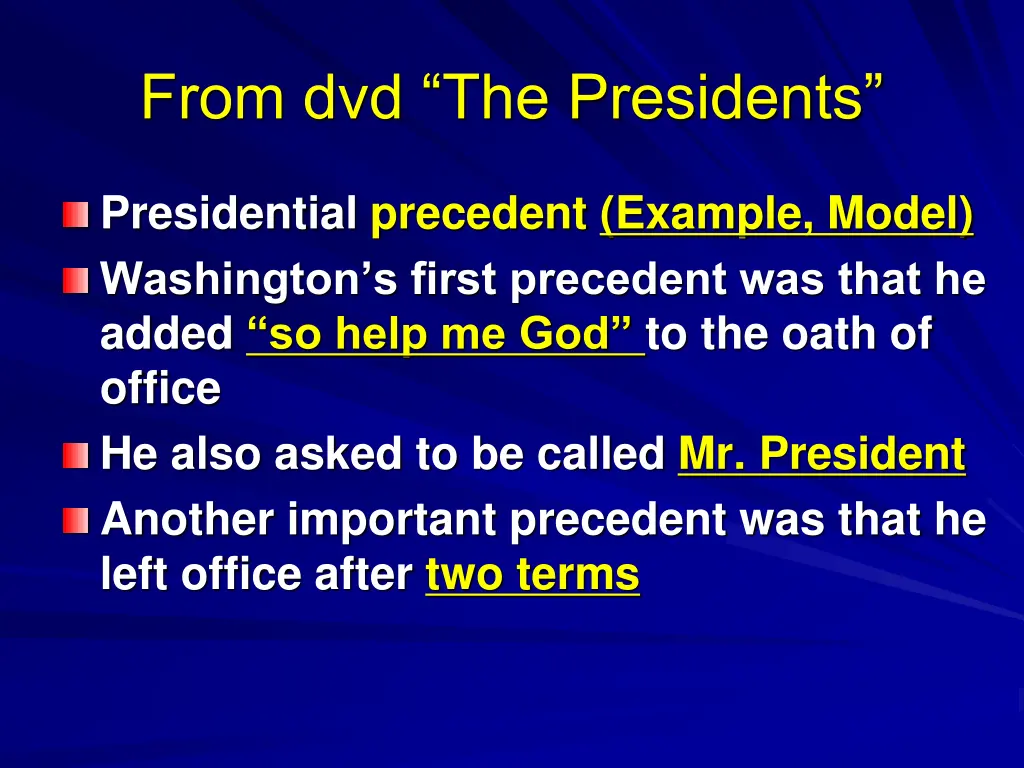 from dvd the presidents