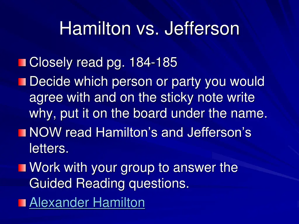 hamilton vs jefferson